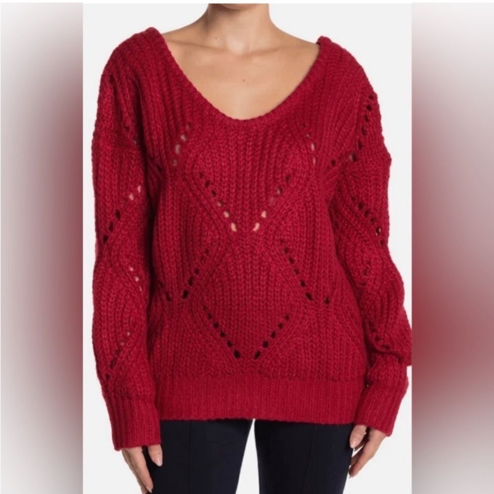 FRNCH Paris Red Cable Net Sweater